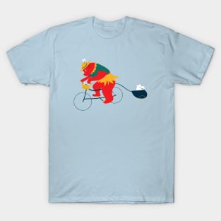 Cycling Bear with dog T-Shirt